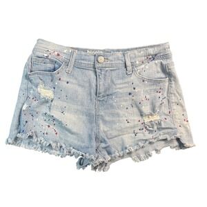 Hippie Laundry Americana Distressed Paint Splatter Denim Jean Shorts Women sz 30